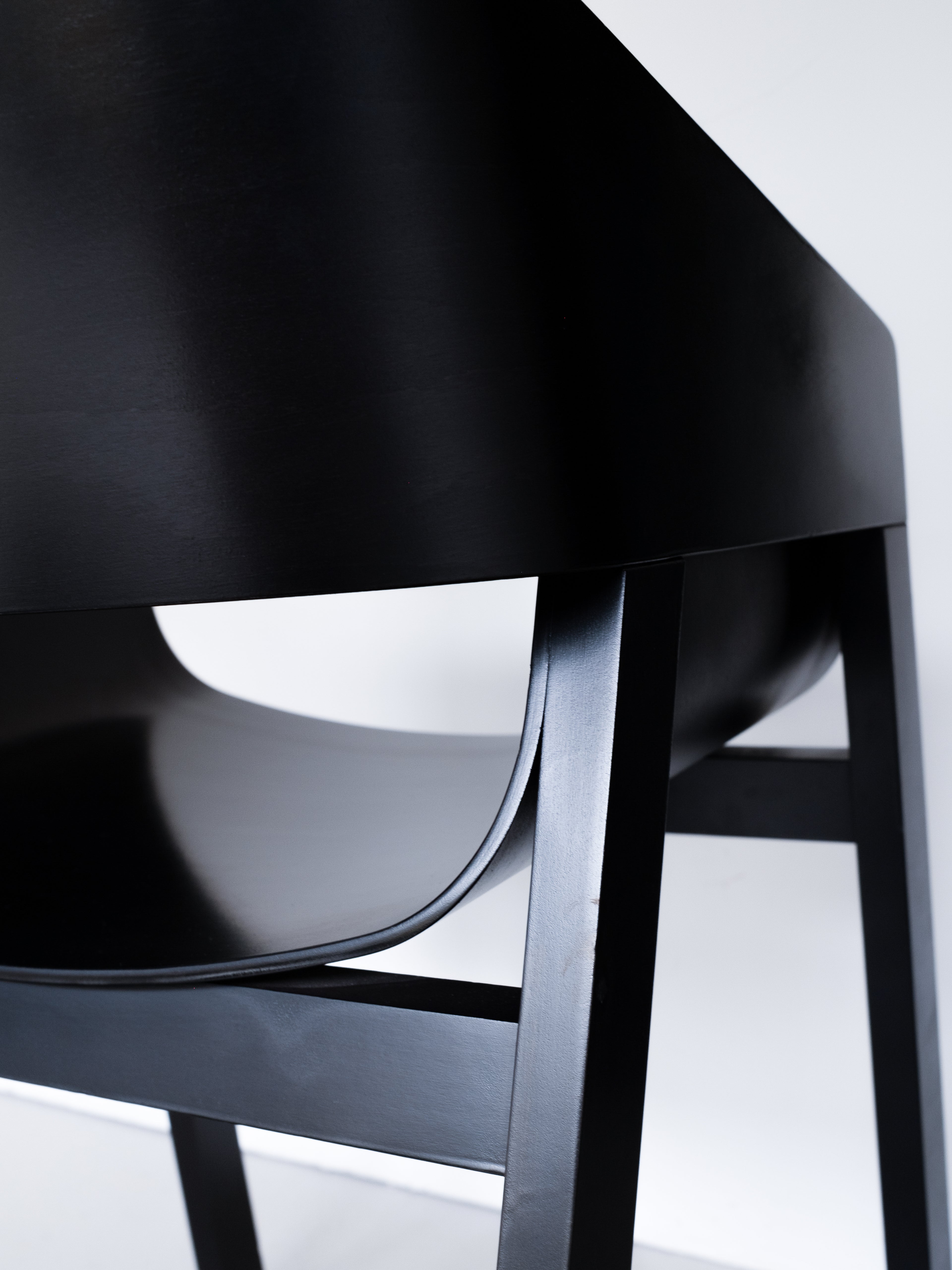 Merano Armchair seat and backrest detail, 100% beech wood, black stained