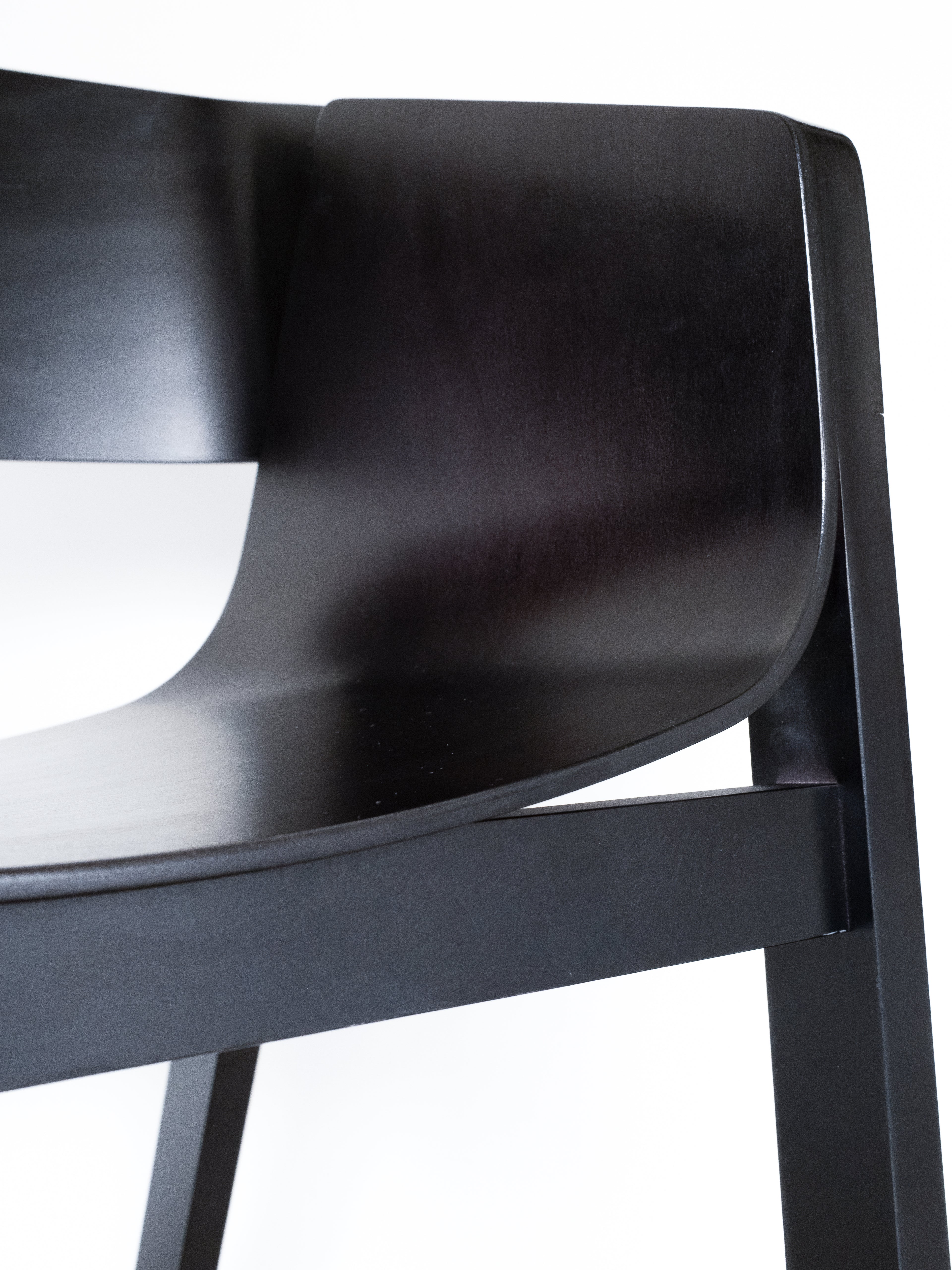 Merano Armchair seat and backrest detail, 100% beech wood, black stained