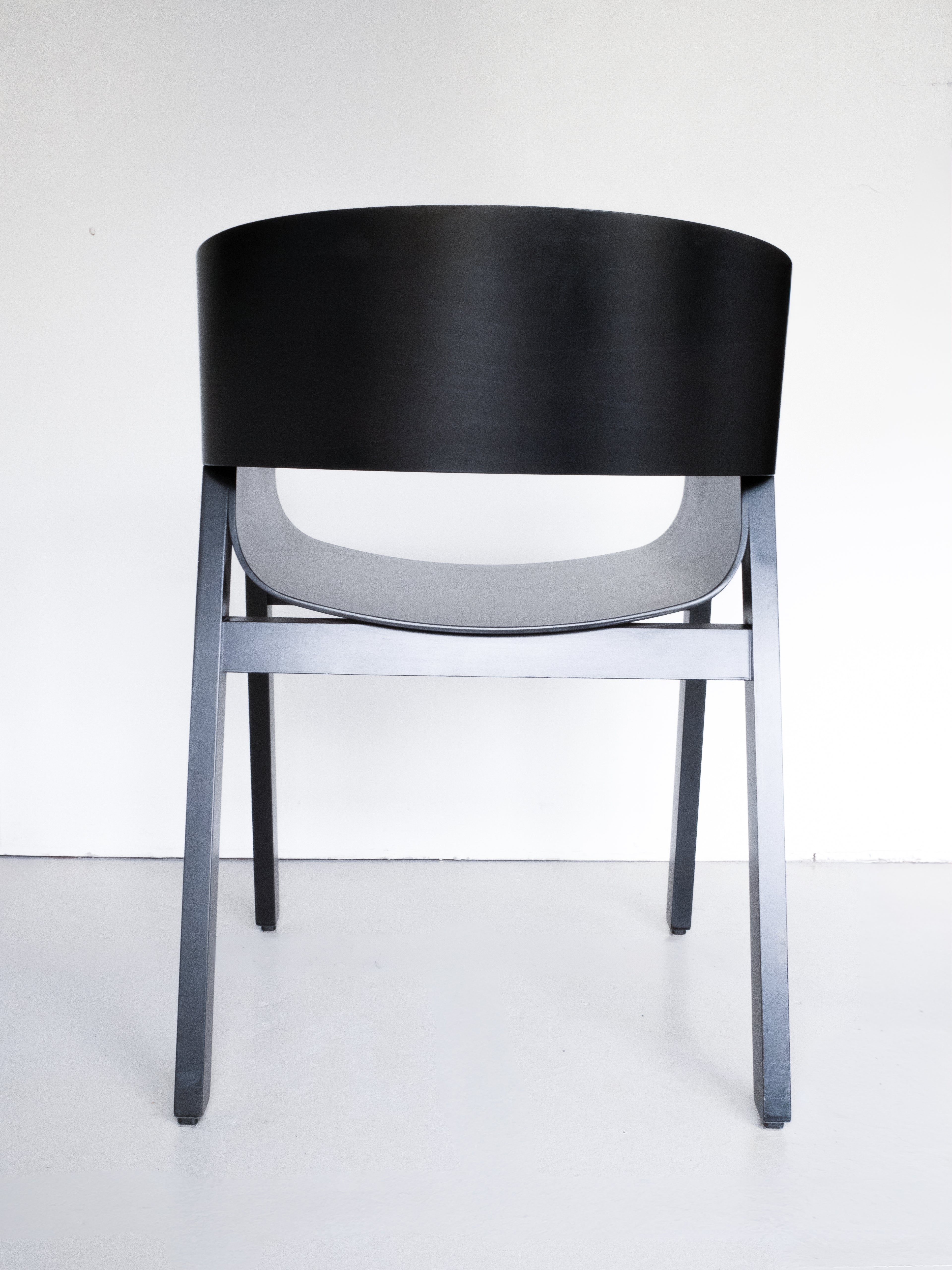 Ton Merano Armchair by Alexander Gufler, black stained beech, curved backrest, back view