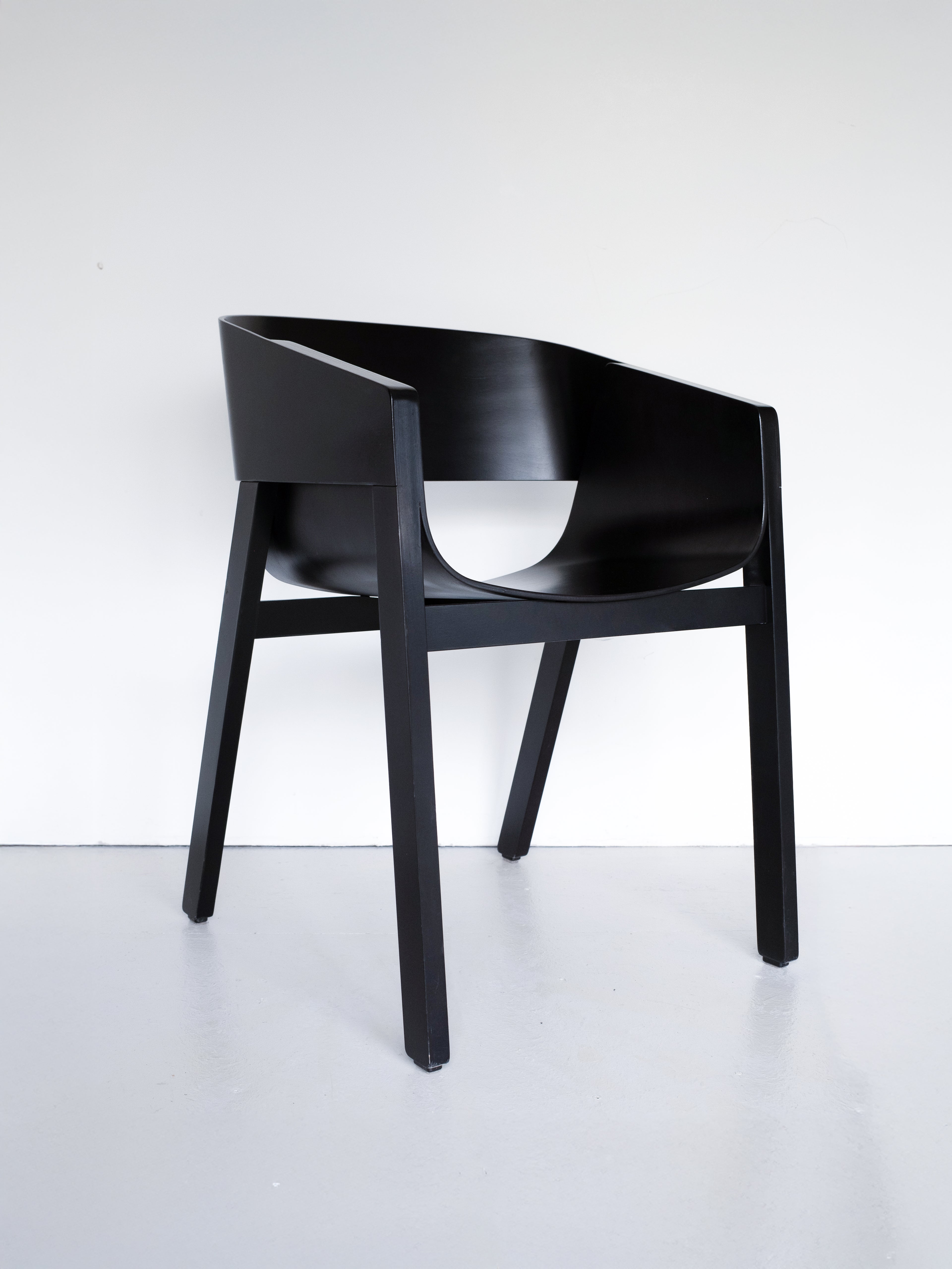 Black modern armchair, Merano Armchair, bentwood 3/4 profile, Ton Czech craftsmanship, sleek design, minimalist style