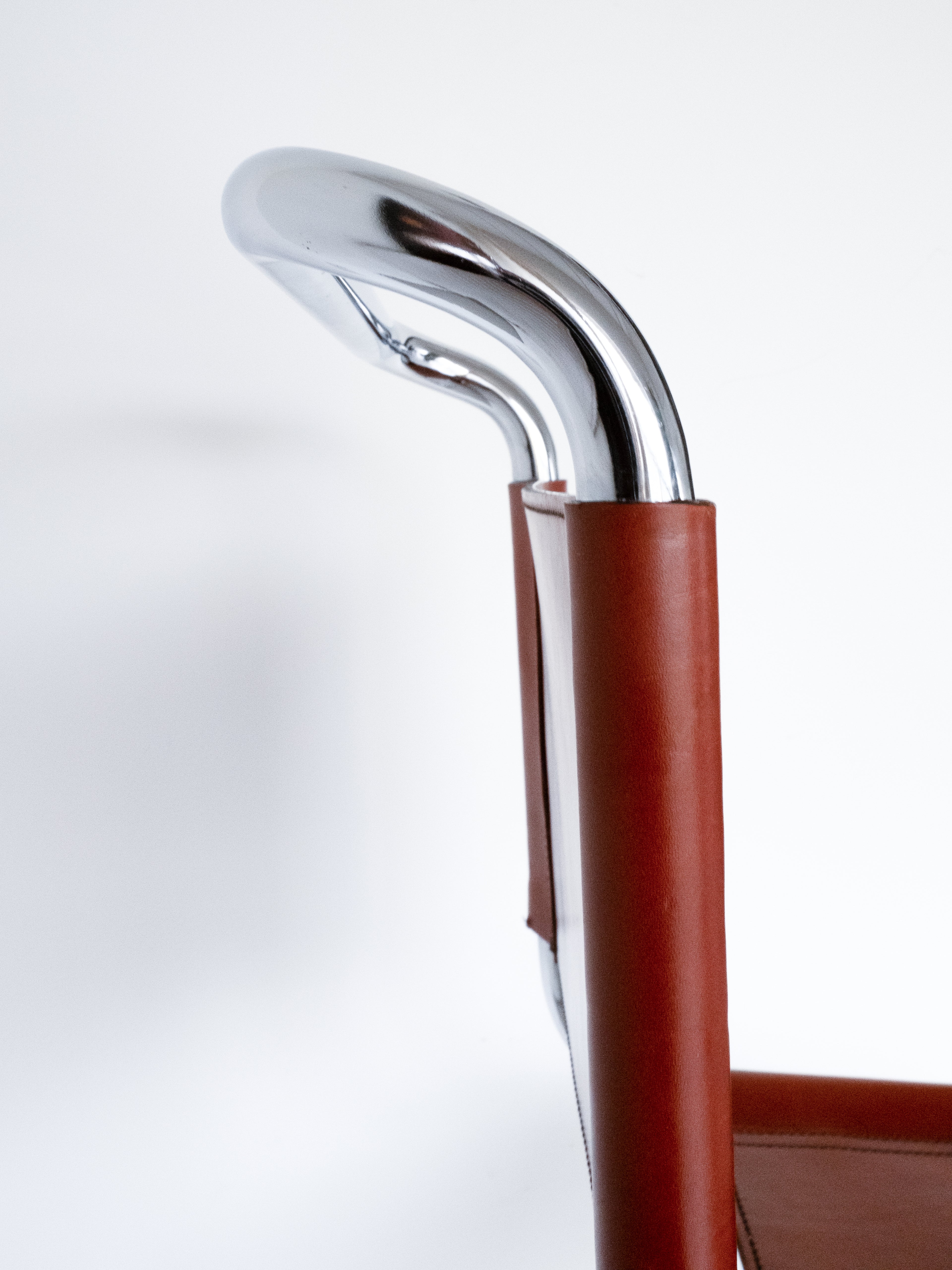 MR10 cantilever chair by Mies van der Rohe for Fasem, leather seat and back detail, vintage condition