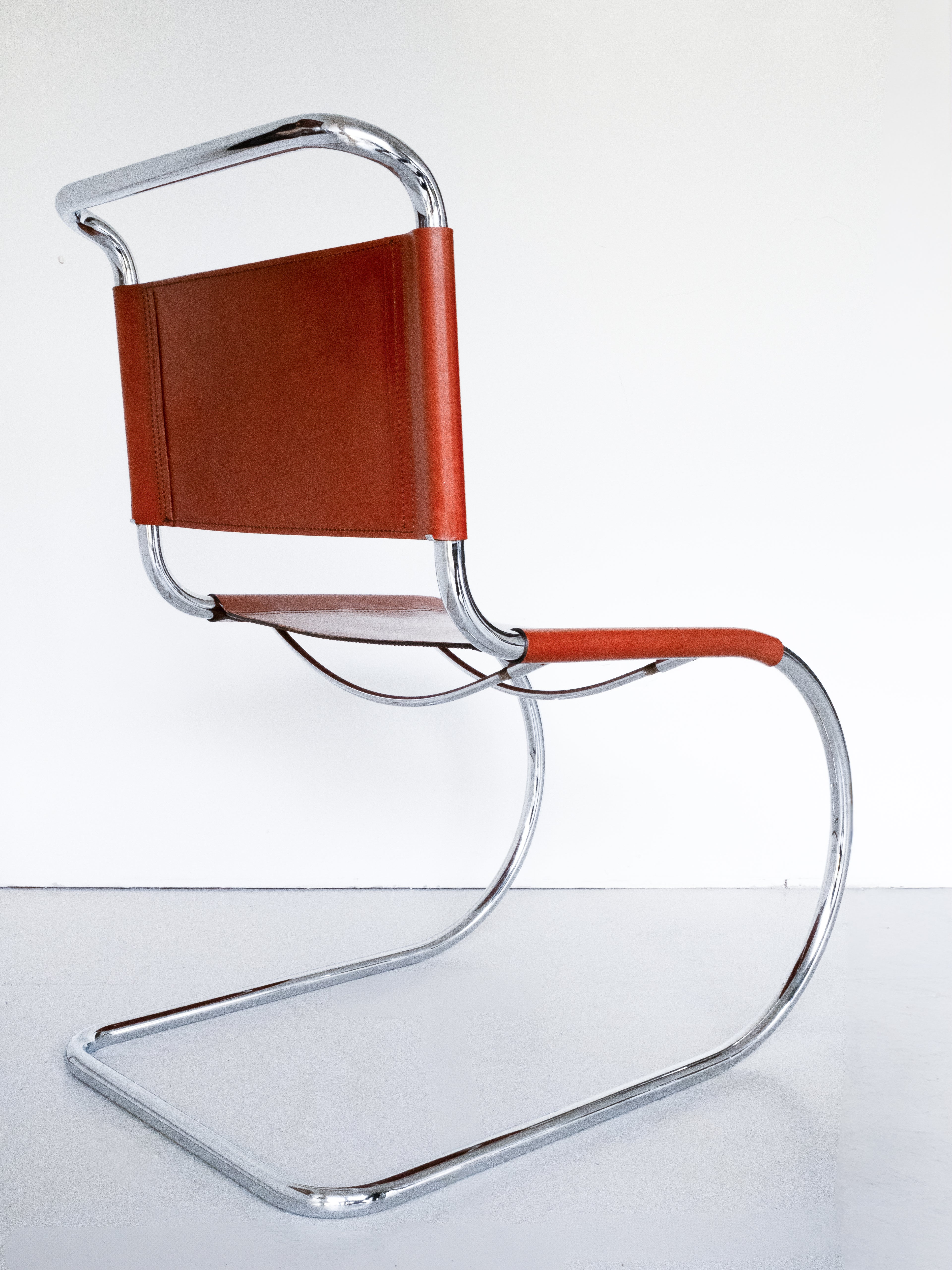 MR10 cantilever chair by Mies van der Rohe for Fasem, chrome tubular frame, back view